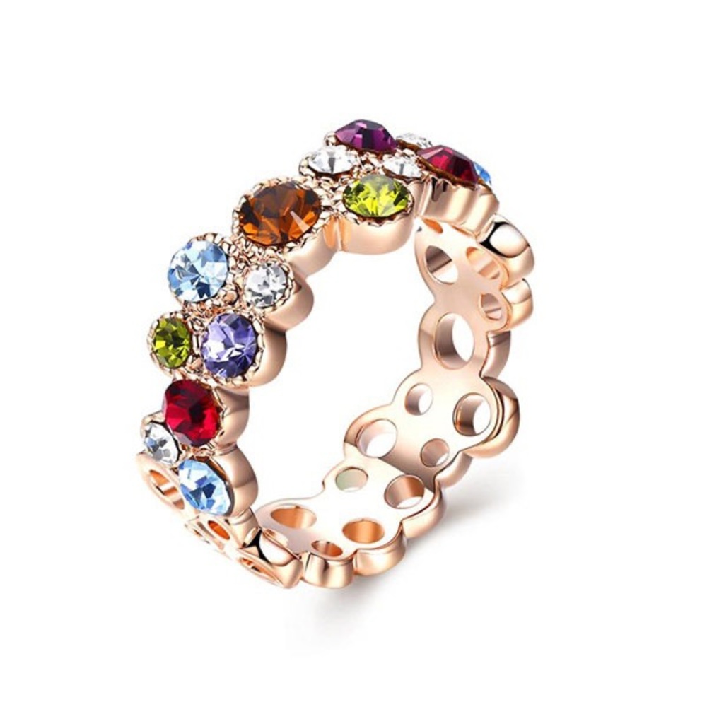 Rainbow Charm Ring - 18K Rose Gold Plated